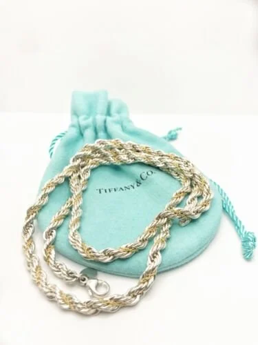 Tiffany & Co. 18KYG & SS Twist Rope Chain Necklace 24
